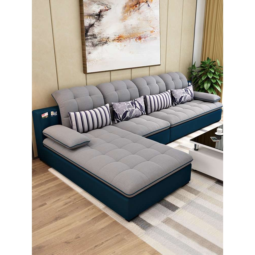 布艺沙发组合现代简约小户型客厅家具时尚转角乳胶沙发可拆洗整装