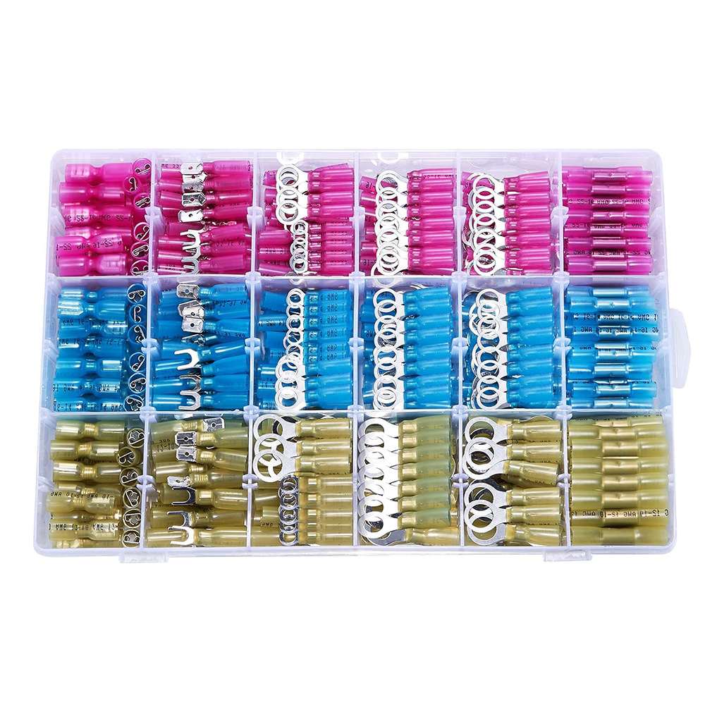 620PCS 盒装热收缩线连接器 电线防水铲形叉环对接标准