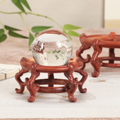 花梨木实木凹面底座托架花盆景水晶球葫芦摆件圆形木托木质鱼缸架