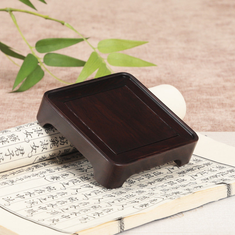 黑檀实木正方长方花瓶盆景玉石印章茶壶瓷器古玩佛像摆件底座木托