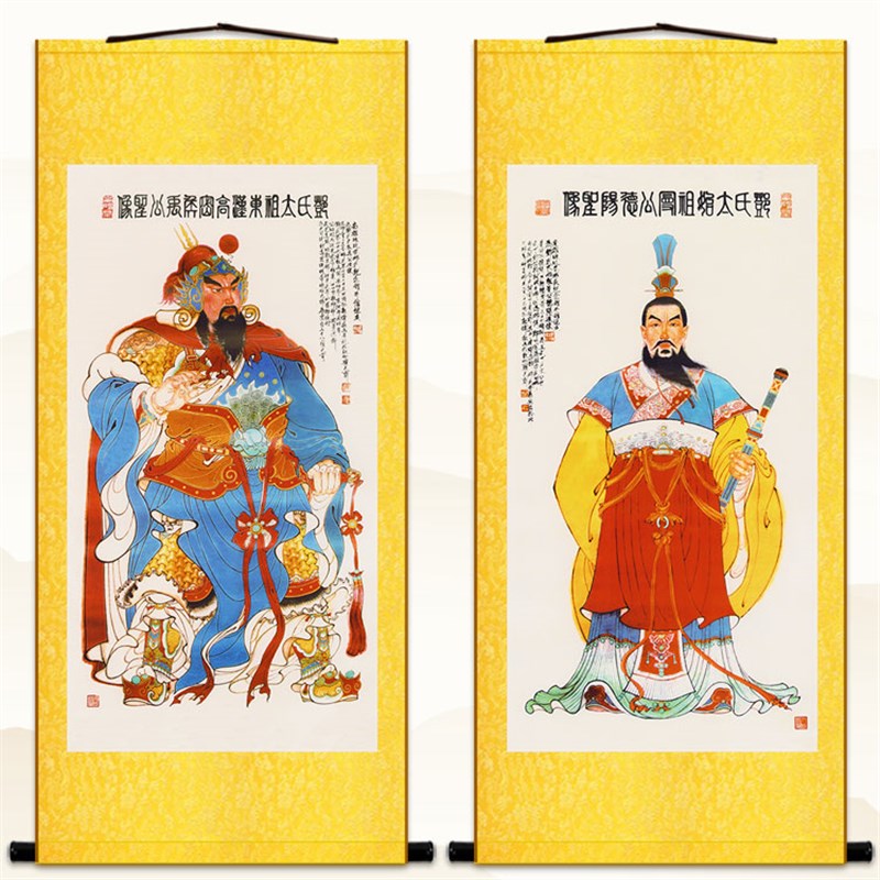 直供邓氏先祖人物画 太始祖曼公德阳 宗祠复古装饰画绢布卷轴挂画