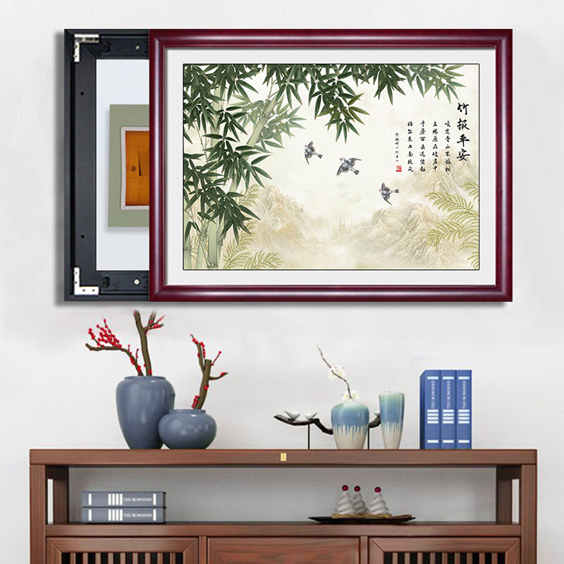 现货速发竹子电表箱免打孔客厅总开关箱遮挡箱装饰画餐厅配电箱挂