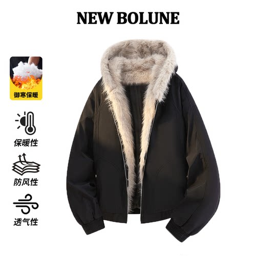 NEW BOLUNE/新百伦重磅加厚保暖毛领座山雕外套