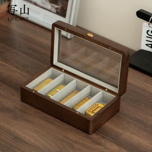 金条专用收纳盒银条毛绒布防磕碰10g50g存放盒子分隔实木磁吸收藏