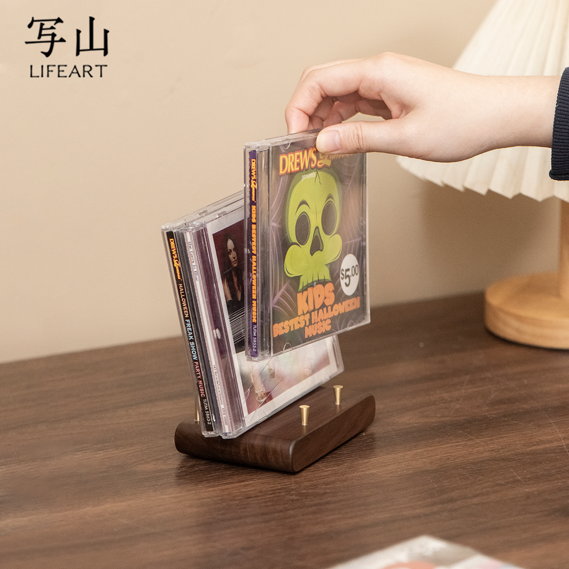 专辑展示架桌面CD唱片收纳架ps5碟片陈列收藏黑胡桃实木支架摆件,收纳整理,CD架,淘宝优惠券,粉丝福利购,淘宝优惠卷