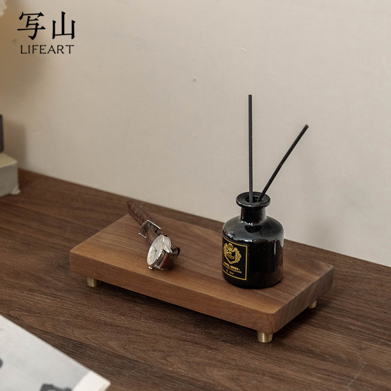 北美胡桃木香水熏置物架蜡烛摆件实木托盘入门玄关钥匙高级感架子,家居饰品,香薰托盘,淘宝优惠券,粉丝福利购,淘宝优惠卷