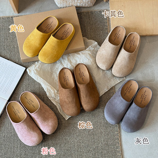 孕妇复古丑萌博肯半拖 女外穿2025春秋新款 厚底勃肯鞋 包头半拖鞋