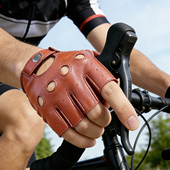 山羊皮摩托车半指手套男夏季 薄款 复古摩托车机车健身战术骑行露指