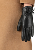 羊皮手套女士蝴蝶结小香风秋冬保暖加绒触屏骑行防风防寒羊皮手套