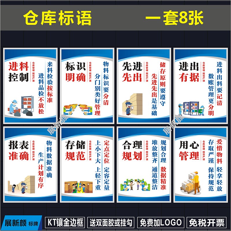 仓库管理标识牌 工厂车q间仓储管理制度牌上墙 KT板镶边框仓库标