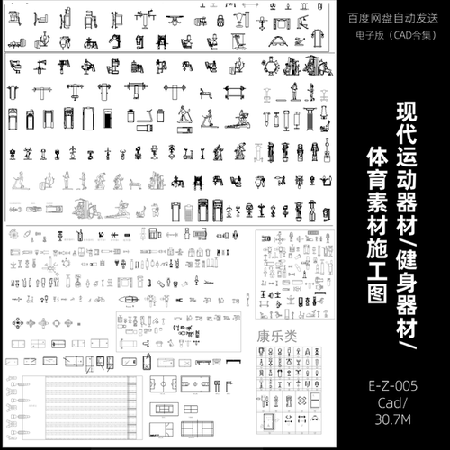 E-Z-005-现代运动器材健身器材健身器械体育素材运动CAD施工图