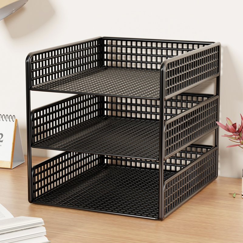 A3A4桌面文件架金属资料架文件框多层文件收纳层架办公室文件夹收纳盒书架书立架档案办公桌文具用品大全置物