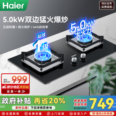 [送装一体]海尔Q2BE53燃气灶家用双灶猛火天然气液化气嵌入式灶具