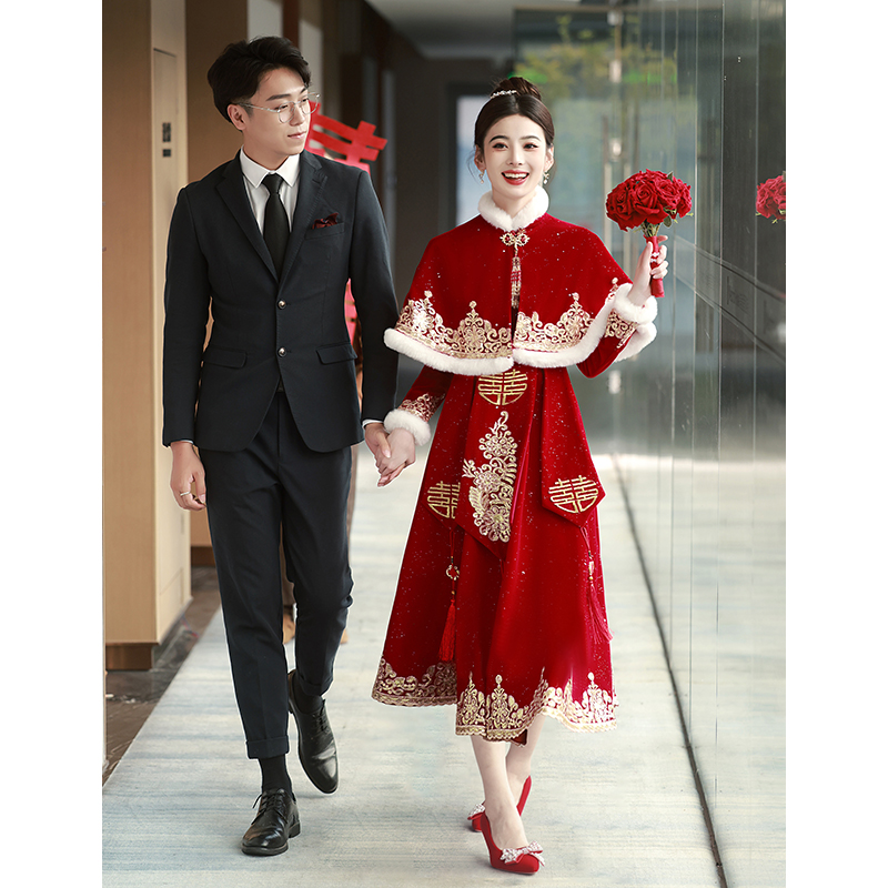 速发小个子敬酒服新娘遮024禾款孕妇订婚礼服2肚子秀新大码秋冬季