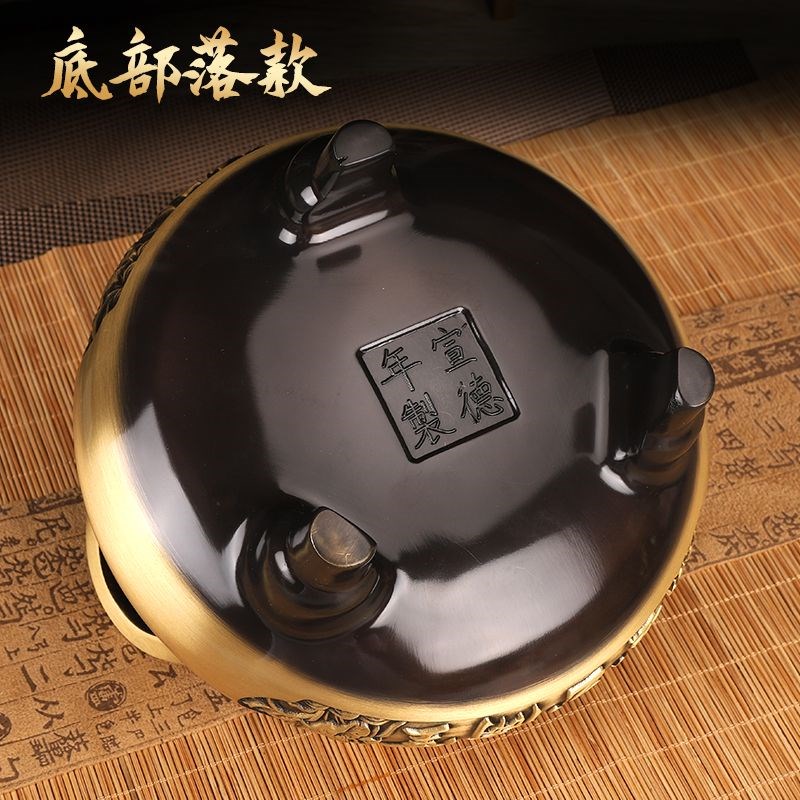 速发金玉满堂纯铜香炉烛台三件套家用装室内供香上香供奉黄铜三足