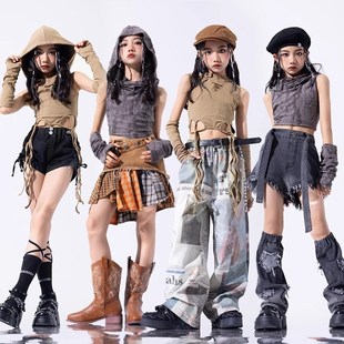 速发少儿爵士舞演出服孩服装j酷孩时髦走特模秀潮服甜azz嘻哈套装