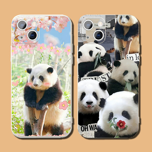 大熊猫和花手机保护壳适用苹果15华为mate60萌兰iPhone14promax成OPPO11vivo花花p50福宝13果赖40矽胶小米9一