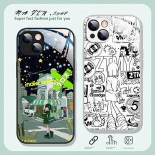 适用小米15ultra手机壳14pro真夜中10s红米k80玻璃note14外壳ZTMY乐队k70至尊版60e液态note13por全包12turbo