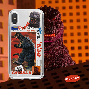 Picahho原创透明手机壳哥斯拉适用于安卓苹果11i87iphoneXSMAXR