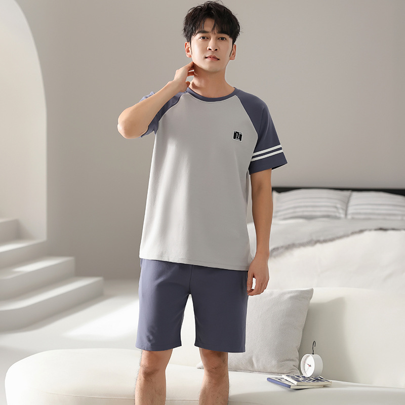 可外穿睡衣男2025年新款夏季纯棉男士短袖短裤家居服薄款套装薄款
