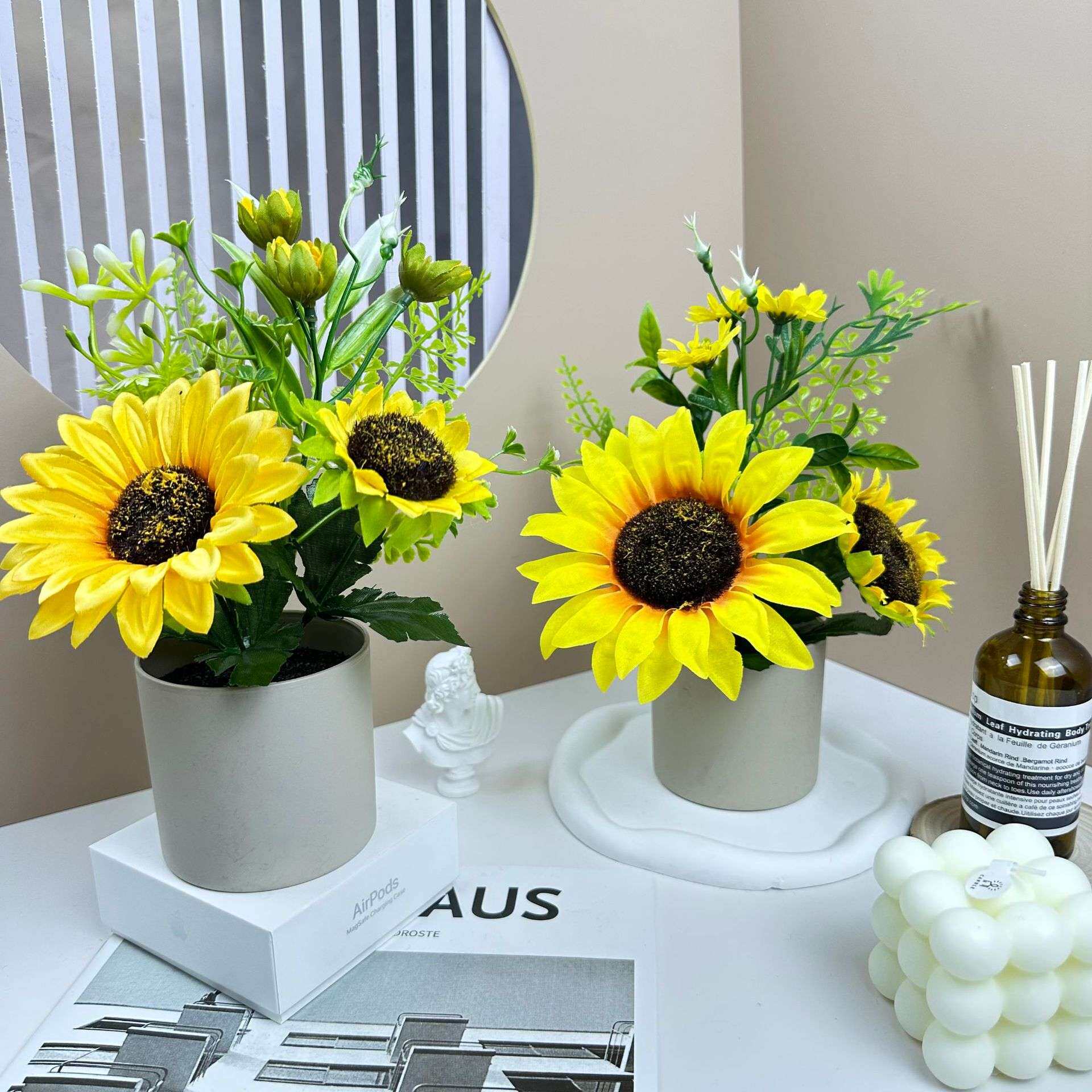 向日葵葵花高级仿真花仿真盆栽茶几客厅小摆设玄关装饰花假花