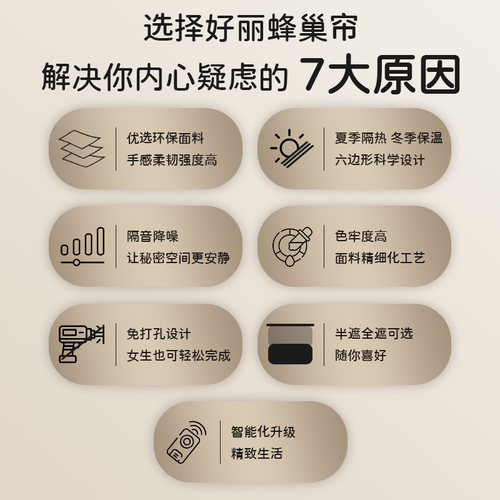 好丽日夜蜂e巢帘打孔百叶窗卧室客厅书房电动帘隔热遮阳蜂窝风琴