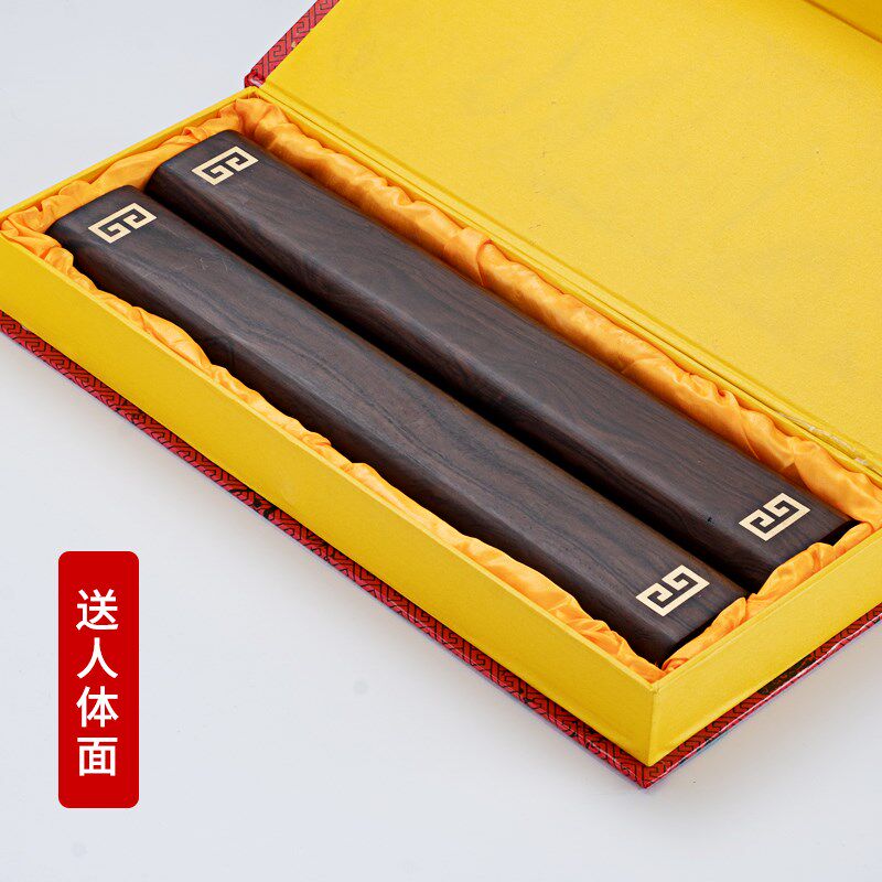 实木红木b黑檀木镶黄铜镇尺创意压条压书压纸器镇纸毛笔字书法专