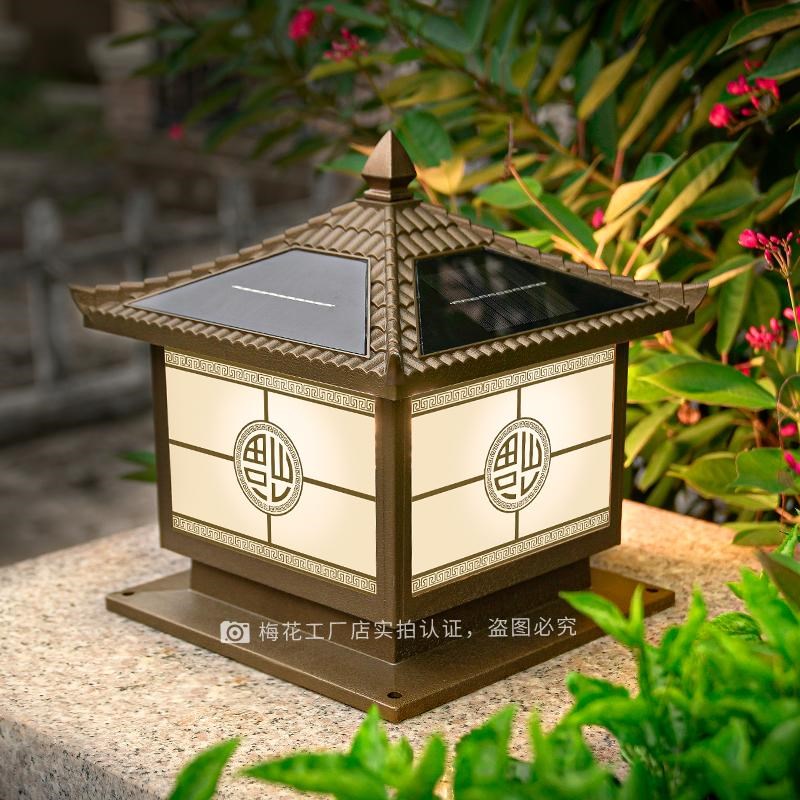 太阳能柱头灯户外k防水别墅庭院灯室外大门柱子两侧农村围墙灯接