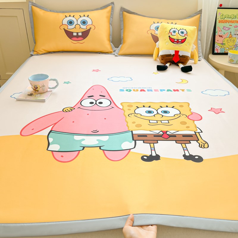 海绵宝宝夏季卡通冰丝凉席学生宿舍单人空调软席T子可水洗儿童床