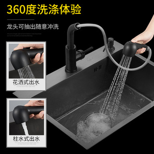 PULT黑色304纳米不锈钢水槽手C工单槽洗菜盆洗碗槽厨房大水池家用