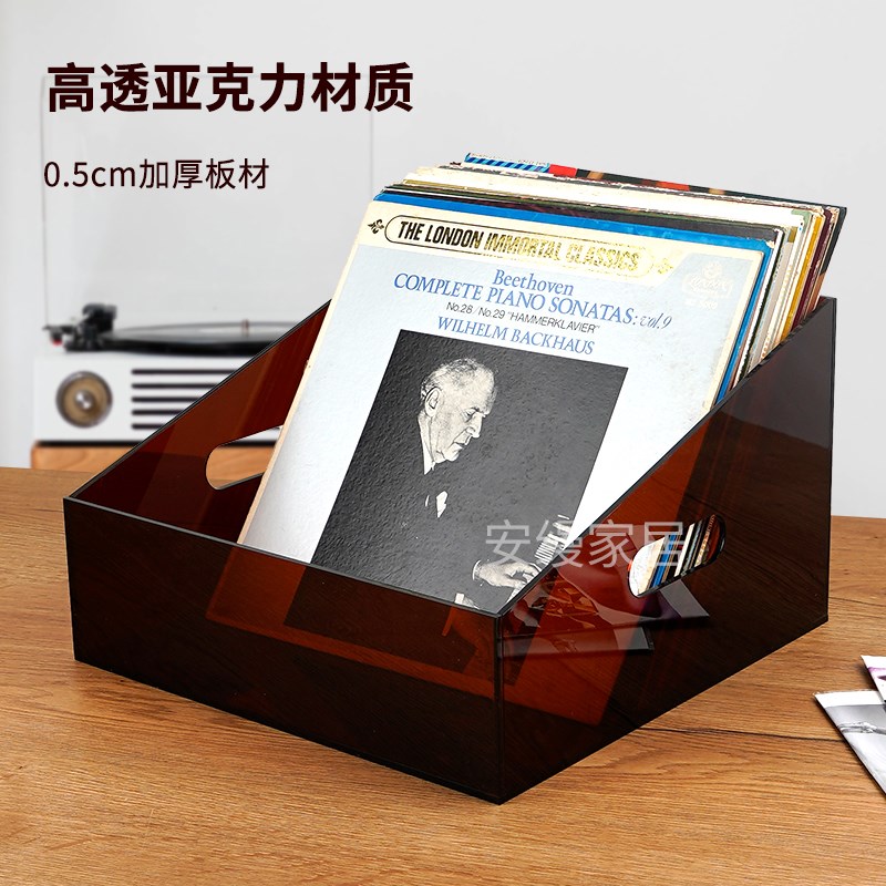 黑胶唱片收纳架亚克力12寸收y纳柜透明展示盒大容量简约CD收藏箱