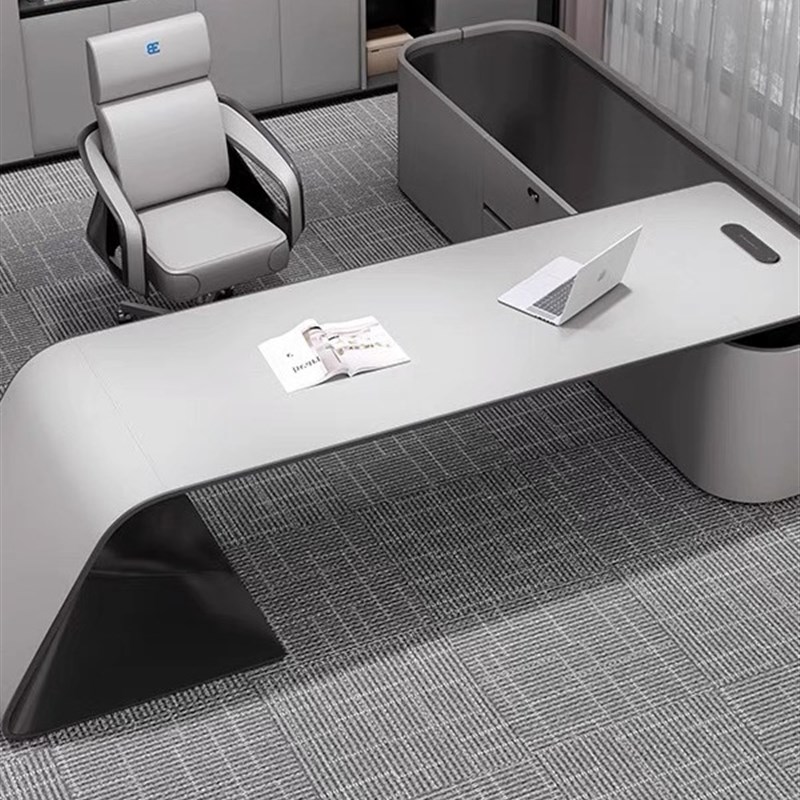 轻奢烤漆老板桌椅组合设计师办公桌现代简约N领导主管总裁桌大班