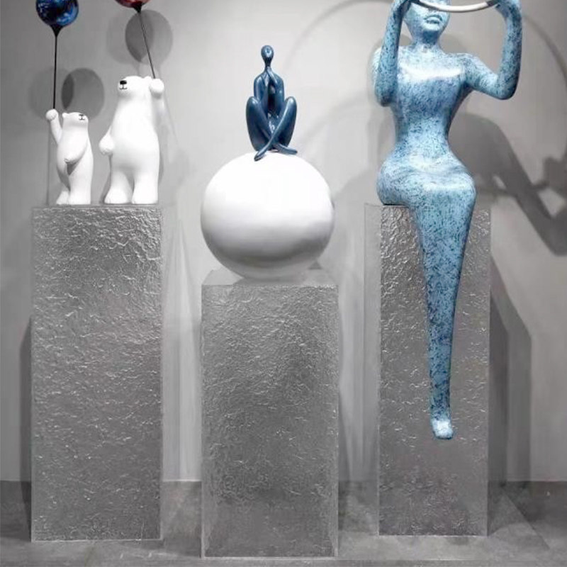 透明亚克a力石头波纹底座展厅艺术品摆件装置轻奢现代简约摆台地