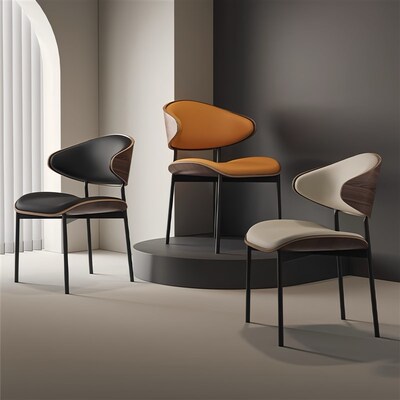 中古风餐椅皮软包设计师复古咖啡厅洽谈伊姆N斯商用椅主题餐厅餐