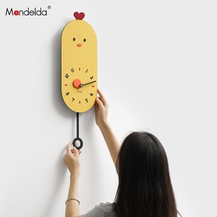 Mandeldga免打孔现代简约客厅挂钟家用挂墙时钟2024新款网红钟表