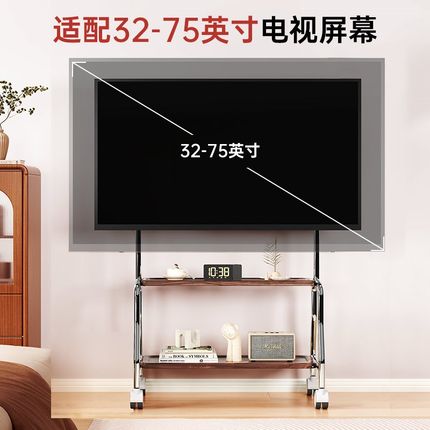 电视机落地支架可移动立式不锈钢带z轮艺术推车55/65/75寸通用挂