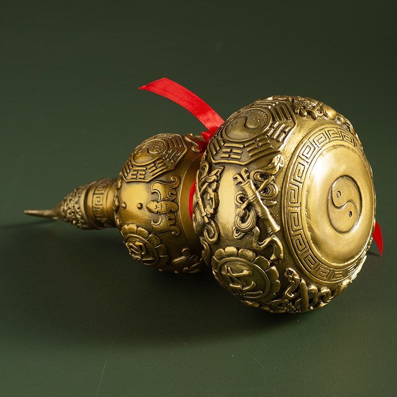 八卦铜葫芦摆件开口带盖紫铜葫芦客厅办公室N桌面装饰乔迁新居礼,家居饰品,国学摆件,淘宝优惠券,粉丝福利购,淘宝优惠卷