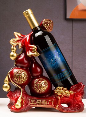 创意葫芦酒架酒柜装饰品摆件新中式客厅玄L关餐边柜红酒架酒托摆