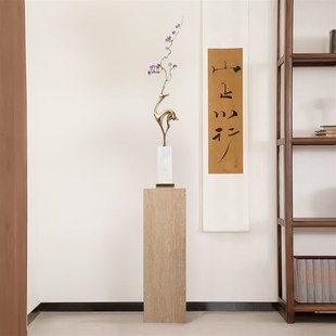 黄铜福鹿紫d水晶装 饰品高端客厅玄关壁龛摆设艺术落地细长竖高摆