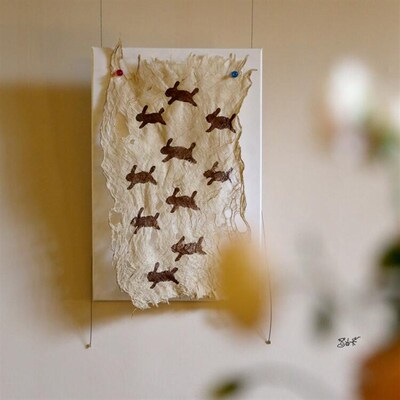 纤维构 树皮纸 傣族树皮布tapa侘寂画材 漆器纸胎DIYY厚糙树皮肌