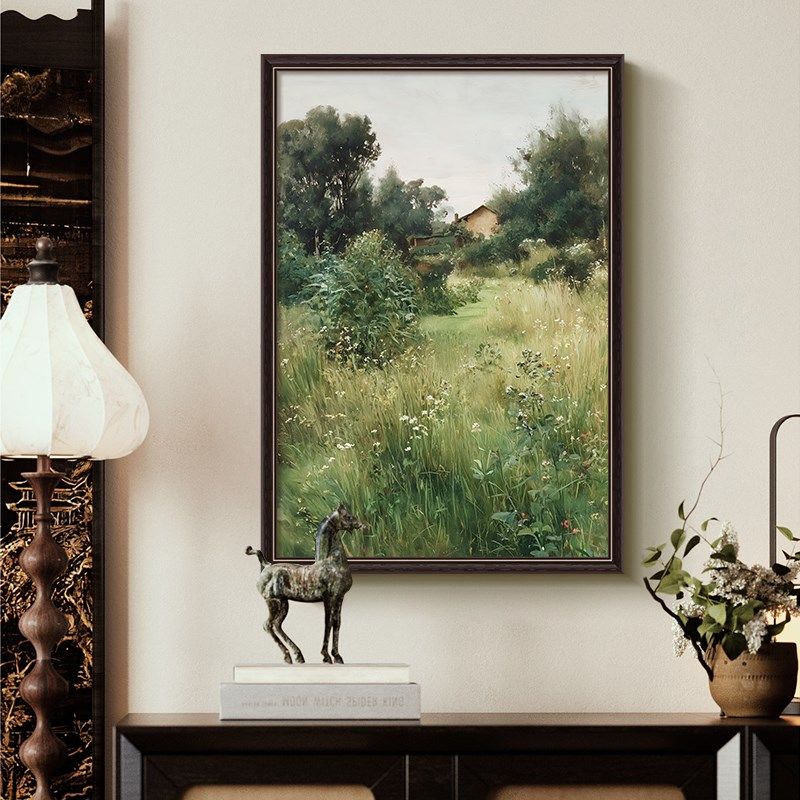 中古风客厅装饰画法式复古沙发背景墙壁挂画高级感V绿色风景餐厅,家居饰品,现代装饰画,淘宝优惠券,粉丝福利购,淘宝优惠卷