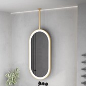 吊镜悬空带灯双面j镜发光镜子浴室吊镜天花板椭圆化妆镜理发店镜