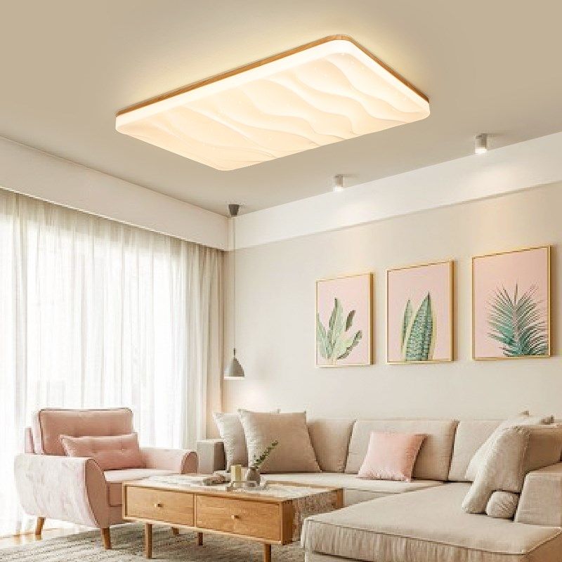 日式原木吸顶灯简约n现代长形客厅灯北欧风格卧室灯少数民族木房