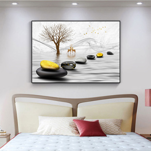 现代简约b卧室装饰画床头挂画北欧主卧房间壁画酒店宾馆客房墙面