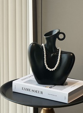 创意艺术桌面花器装饰品高级感人体陶瓷花瓶摆Q件客厅插花小众设