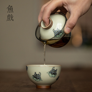 单人户外便携式 玻璃旅行茶具套装 陶瓷老虎快O客杯一壶一杯功夫茶