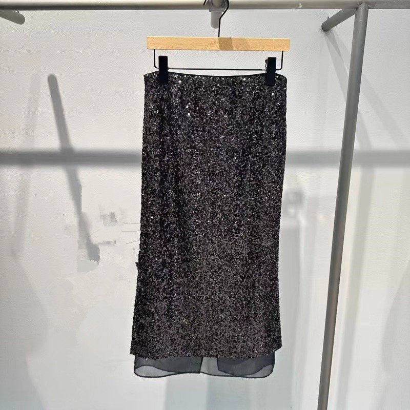 艾诺丝国内代购2025冬季新款显瘦亮片直筒开叉半身裙女装AR354120,女装/女士精品,半身裙,淘宝优惠券,粉丝福利购,淘宝优惠卷