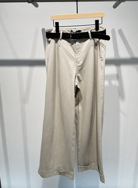 艾诺丝国内代购2026春季新款简约附腰带修身阔腿裤牛仔裤BR321152