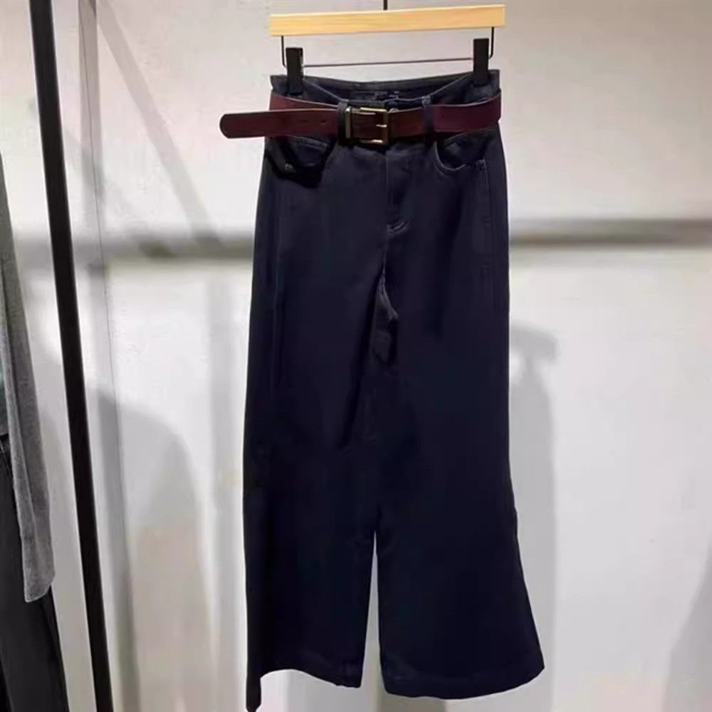 艾诺丝国内代购2025冬季新款直筒阔腿加绒加厚牛仔裤女装AR324115