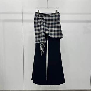 艾诺丝国内代购2026春季新款高腰修身微喇裤两件套休闲裤BR311117